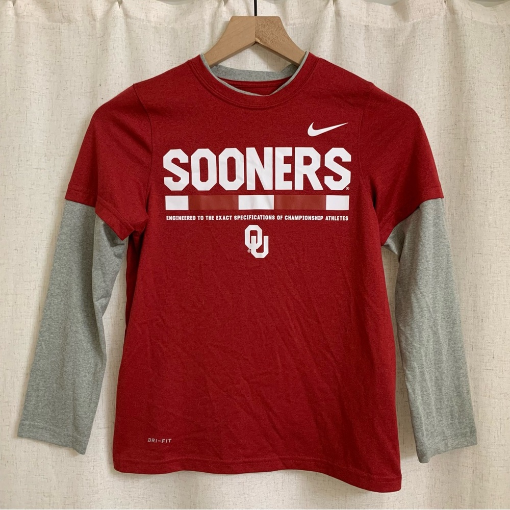 Nike Oklahoma Sooners OU Football Dri-Fit Youth Longsleeve Shirt Medium